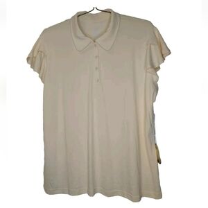 GG Blue Luxe Sport Flutter Polo Shirt Woman 3X Yellow Golf Tennis Pickleball Nwt